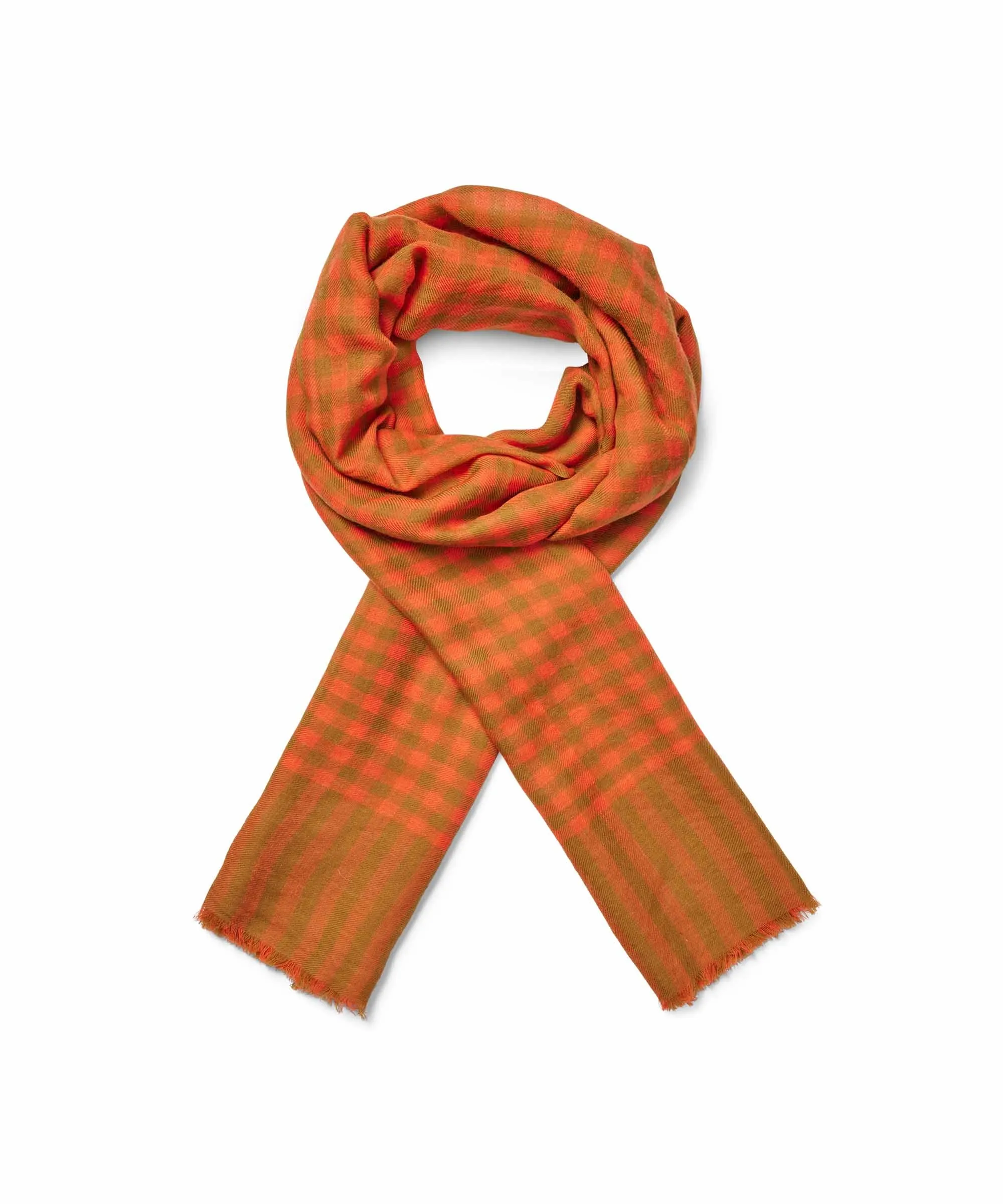 1007837 MaAdelina Print Scarf - Spicy Orange