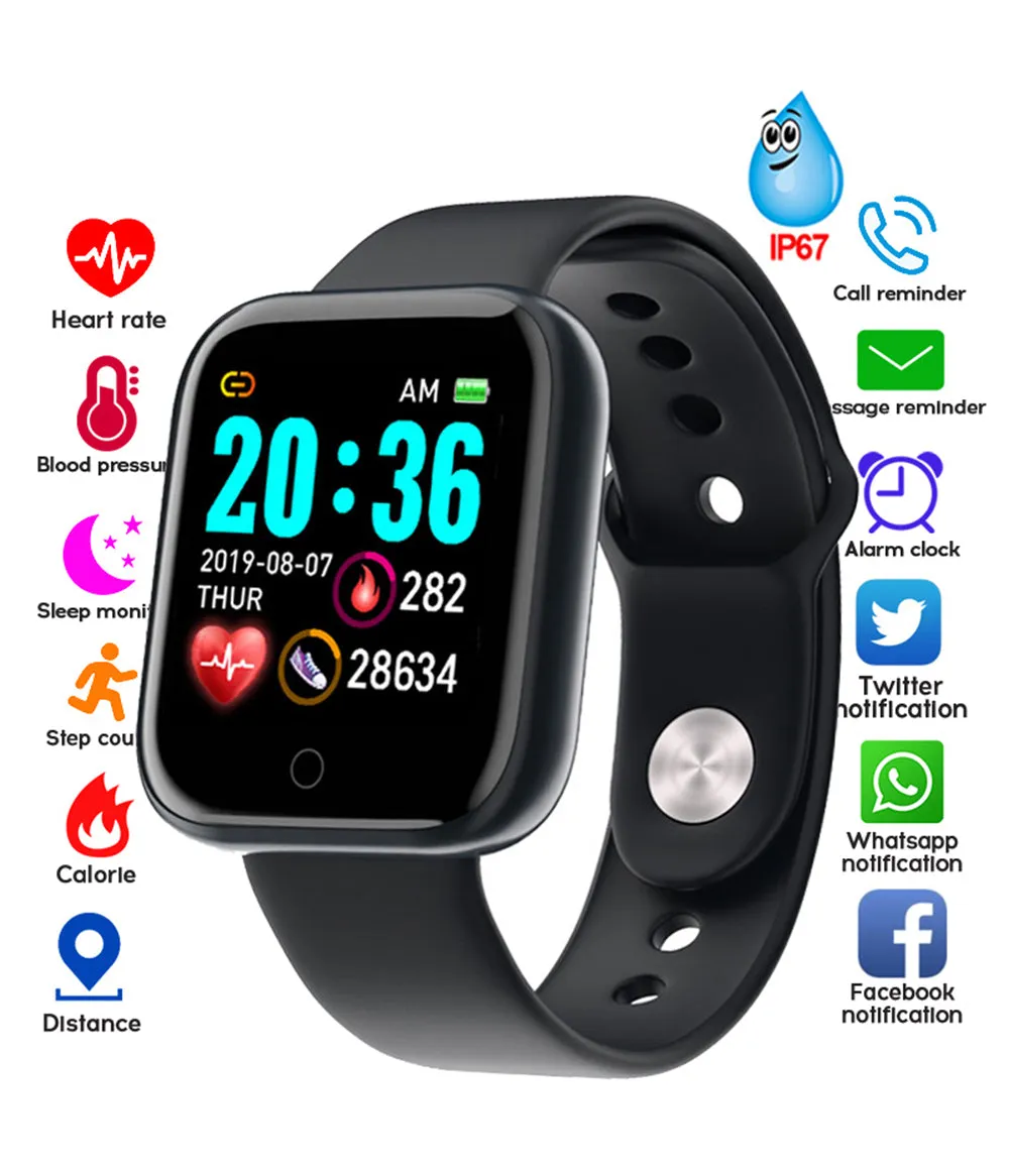 2020 Men/Women Sport Watch Heart Rate Blood Pressure Waterproof Smart Bracelet For Android Smart Phone - Black / White / Pink