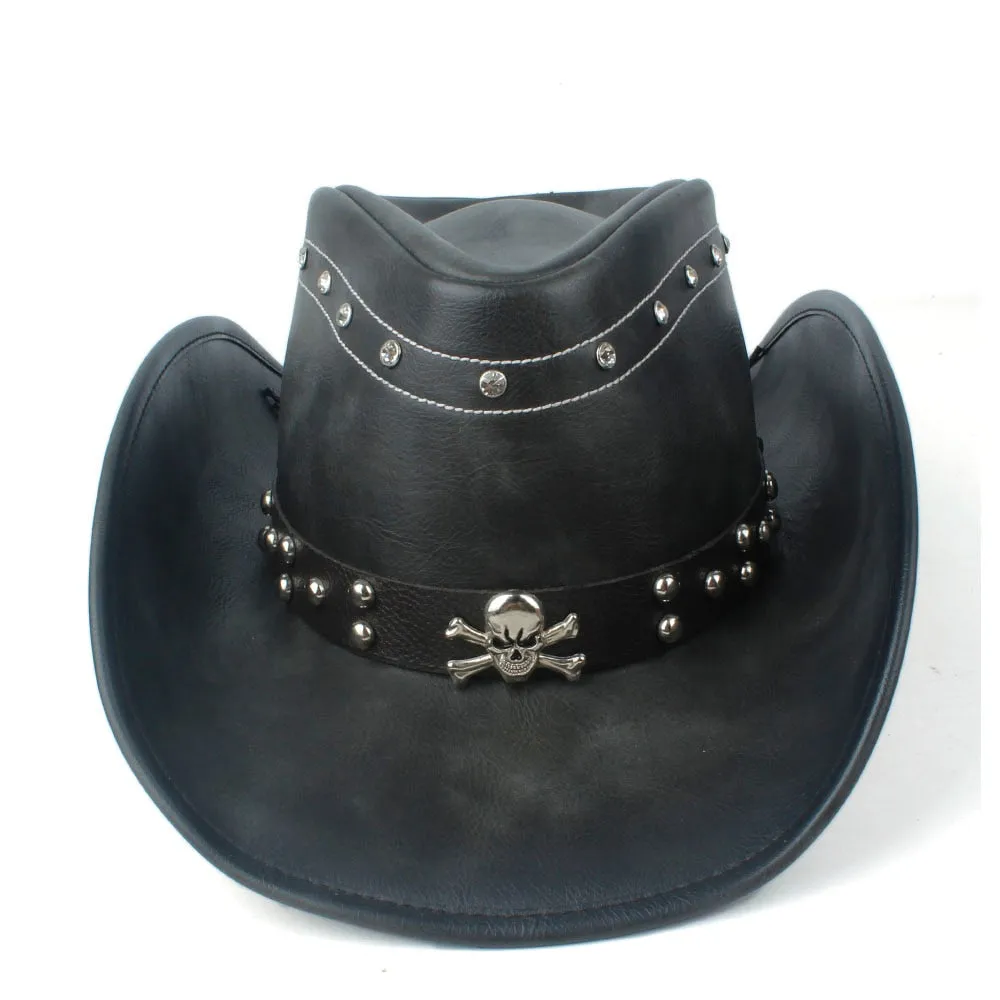 2023 100% Leather Men Women Black Western Cowboy Hat