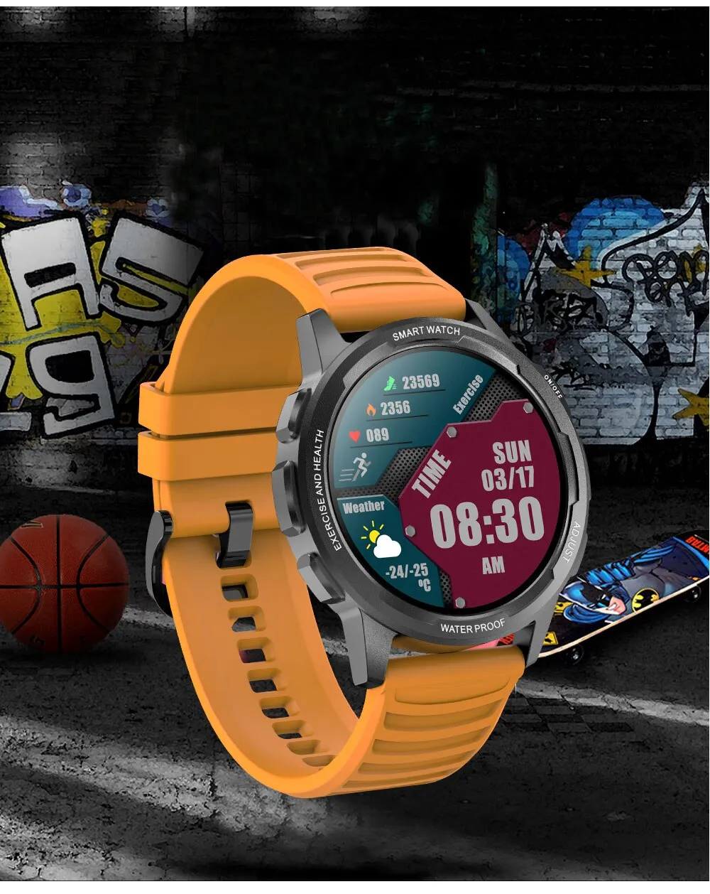 360*360 HD Sports Fitness Tracker Smart Watch with IP68 Waterproof