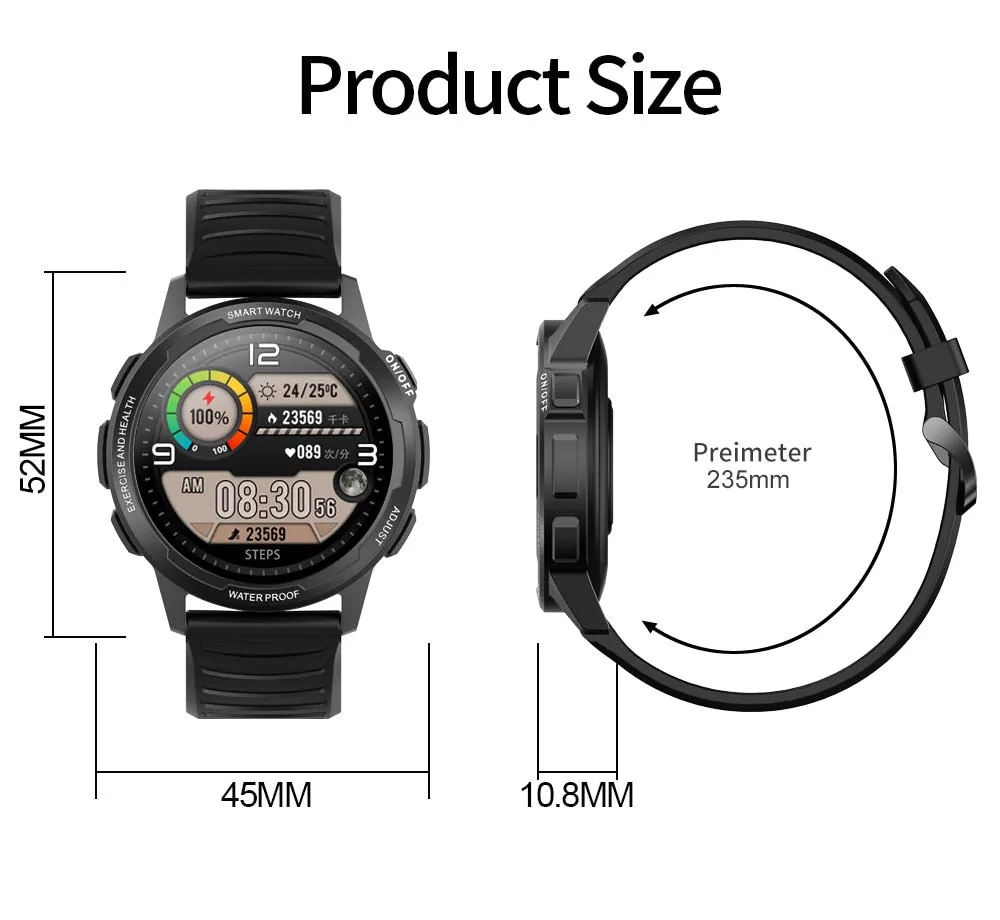 360*360 HD Sports Fitness Tracker Smart Watch with IP68 Waterproof