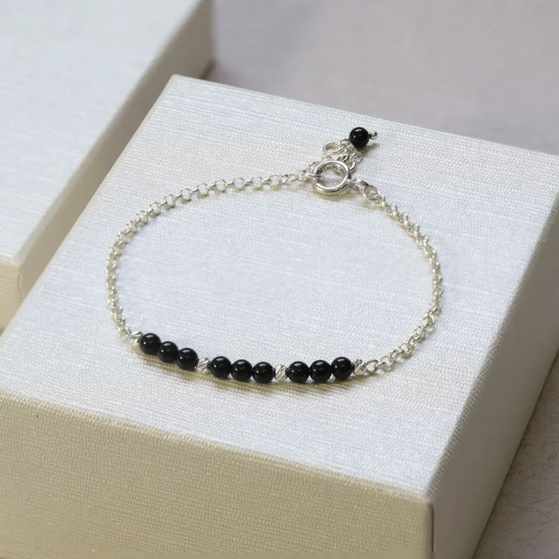 925 Silver Onyx Bracelet - July Birthstone Gift for Her