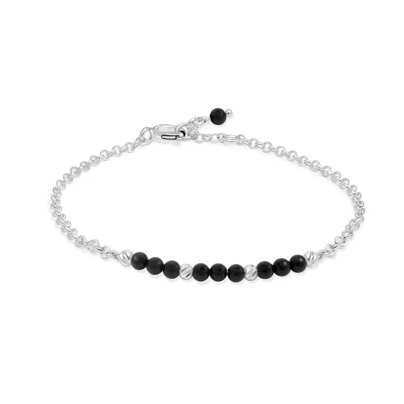 925 Silver Onyx Bracelet - July Birthstone Gift for Her