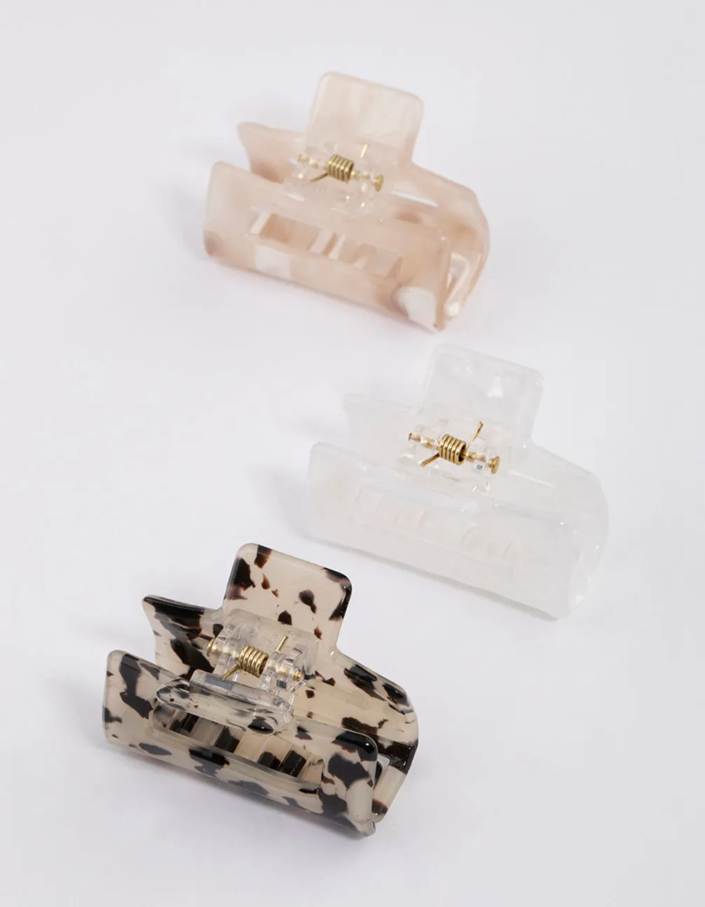 Acrylic Natural Mini Rectangle Claw Clip Pack