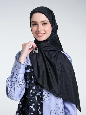 AIRY JACQUARD VOILE SCARF PLAIN BLACK