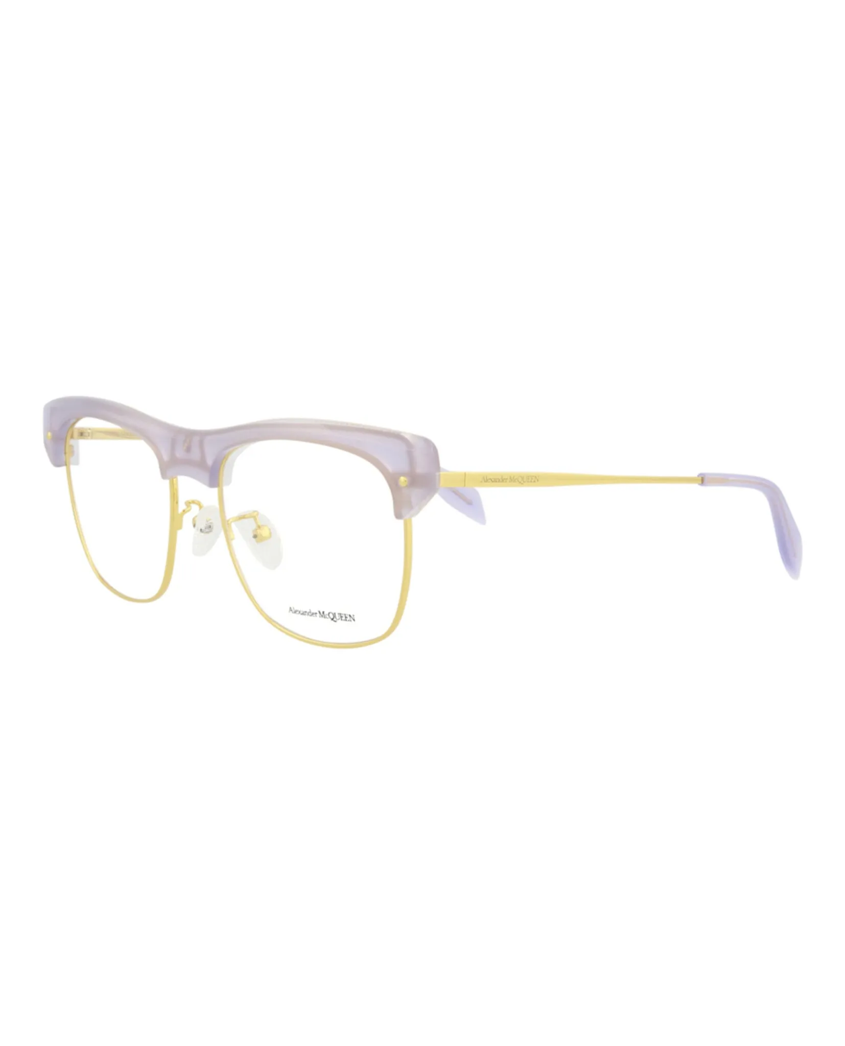 Alexander McQueen Unisex Square/Rectangle Violet Gold Transparent Fashion Designer Eyewear