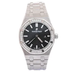 Audemars Piguet Ladies Royal Oak Stainless Steel 33mm Black Stick Dial Watch Reference #: 67650ST.OO.1261ST.01