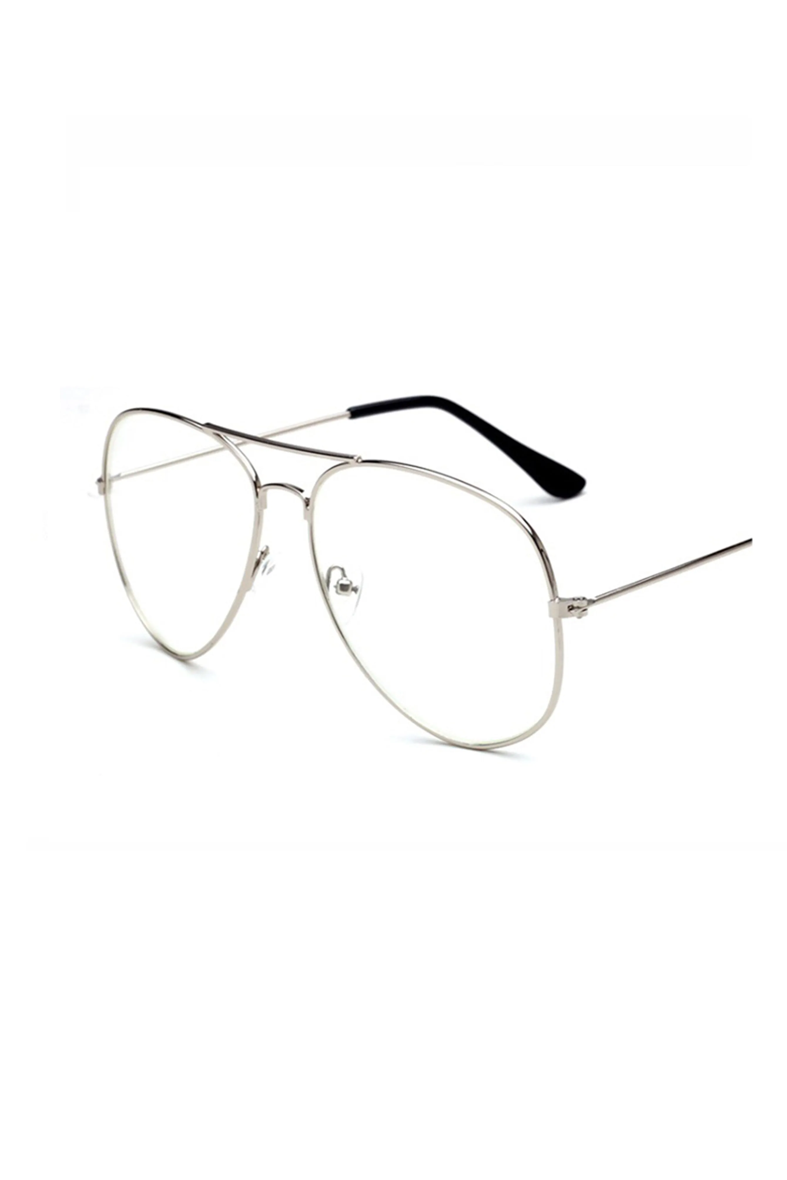 AVIATOR CLEAR SHADES SILVER