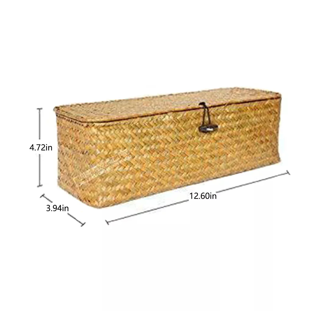 Bamboo Weaving Storage Box 3 Grids Cosmetic Bathroom Sundries Basket Make Up Handmade Case Home Organizers Supplies