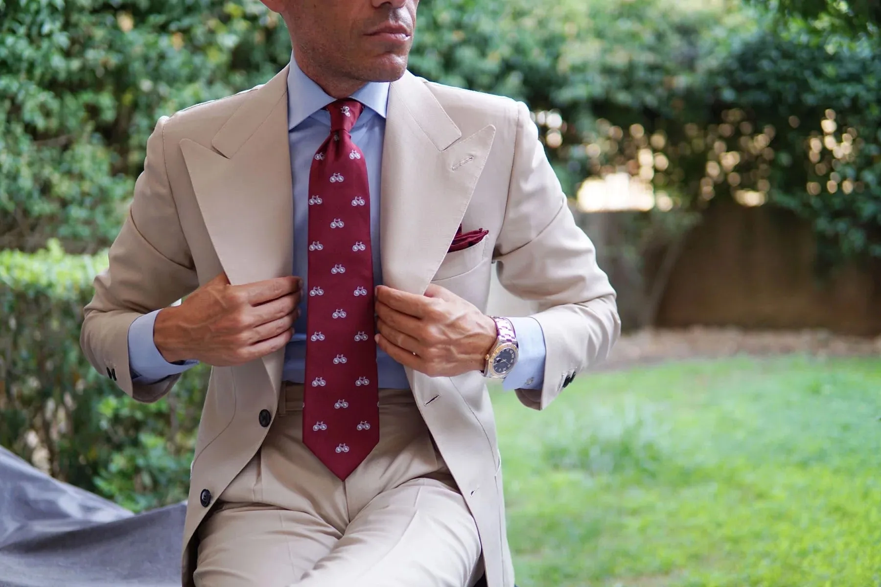 Bicycle Tie - Burgundy & White