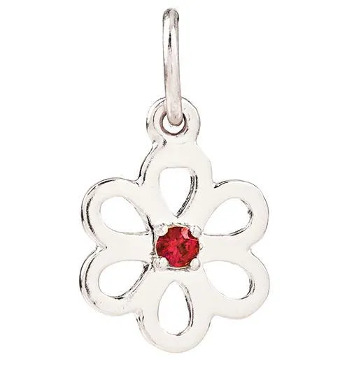 Birthstone Flower Charm With Ruby