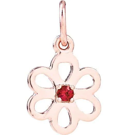 Birthstone Flower Charm With Ruby