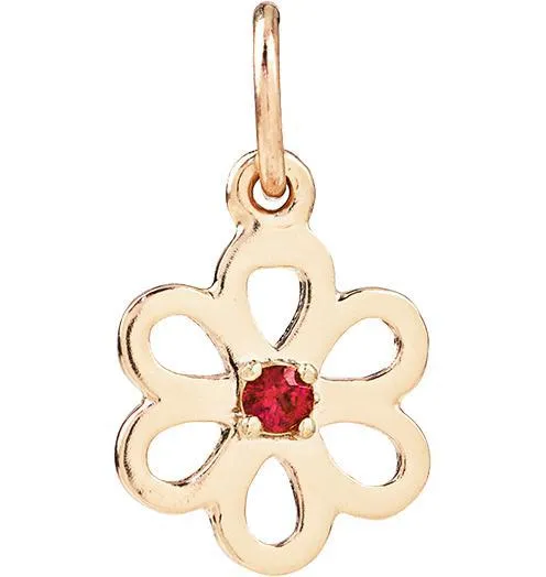 Birthstone Flower Charm With Ruby