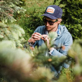 Blue Corduroy Hat with Woven Patch