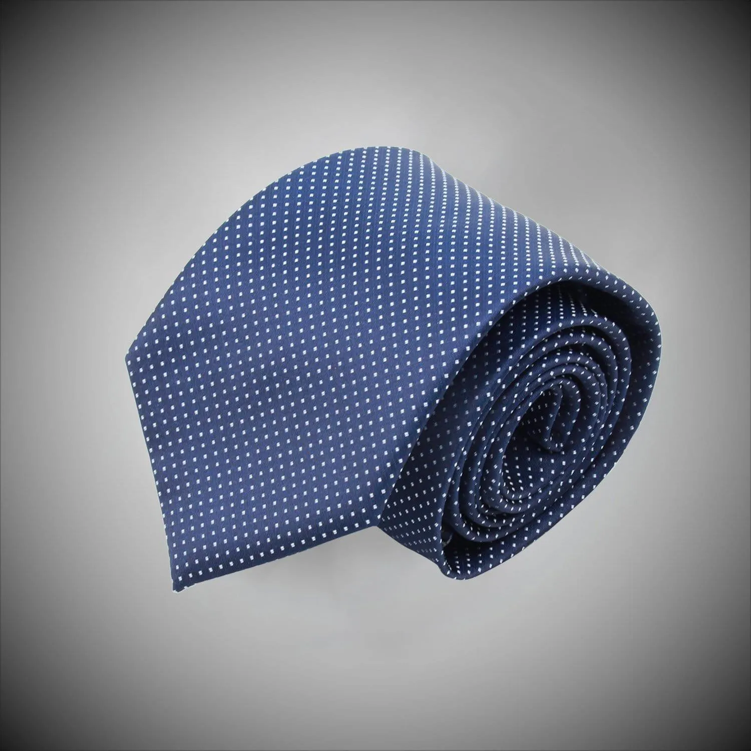 Blue Ground With White Dots Woven Silk Tie