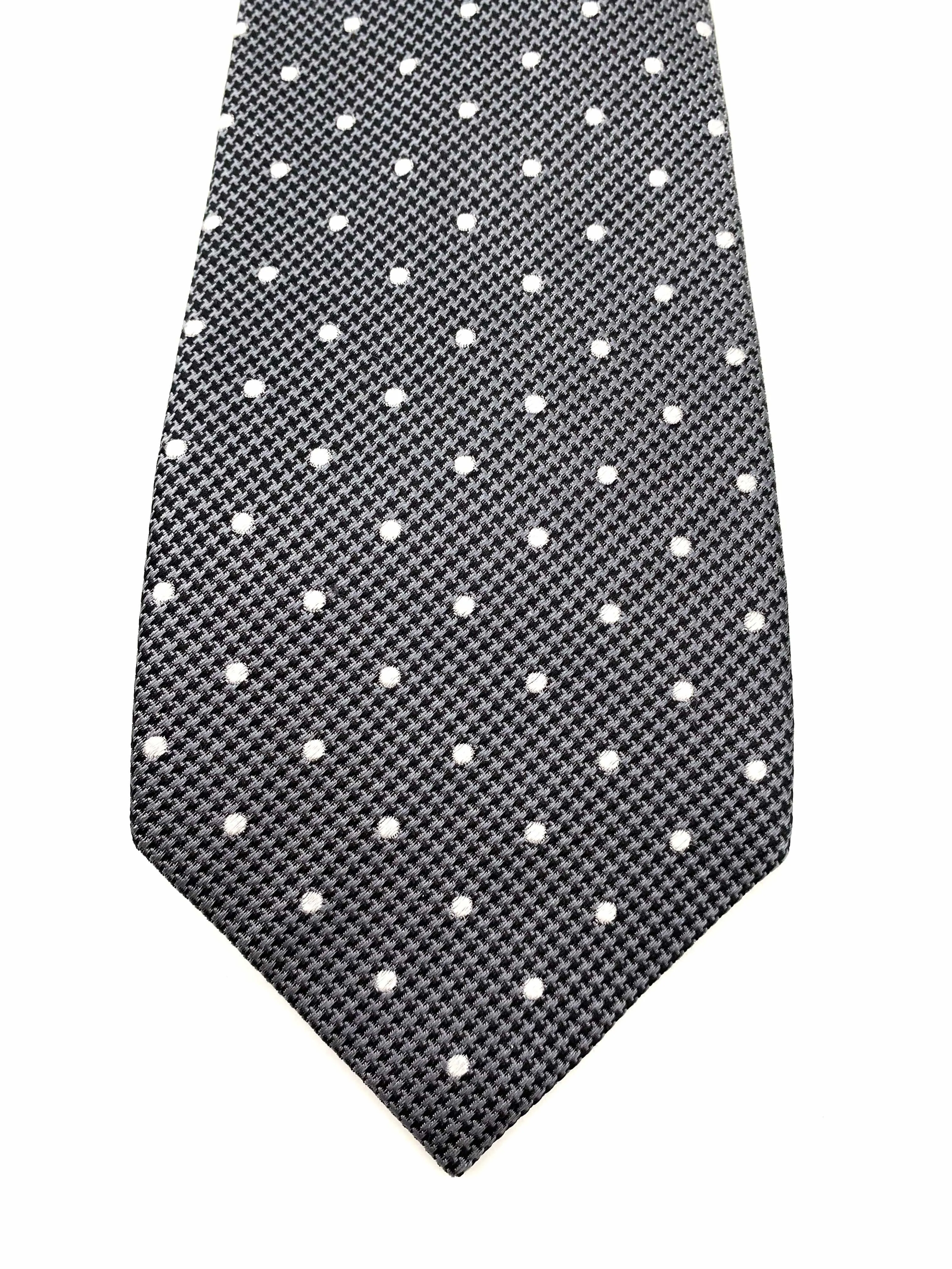 BOCARA Silk Polka Dot Tie - Grey & White