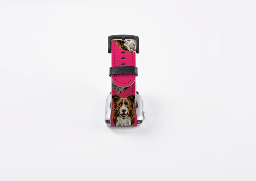 Border Collie Mell Pink Apple Watch Strap