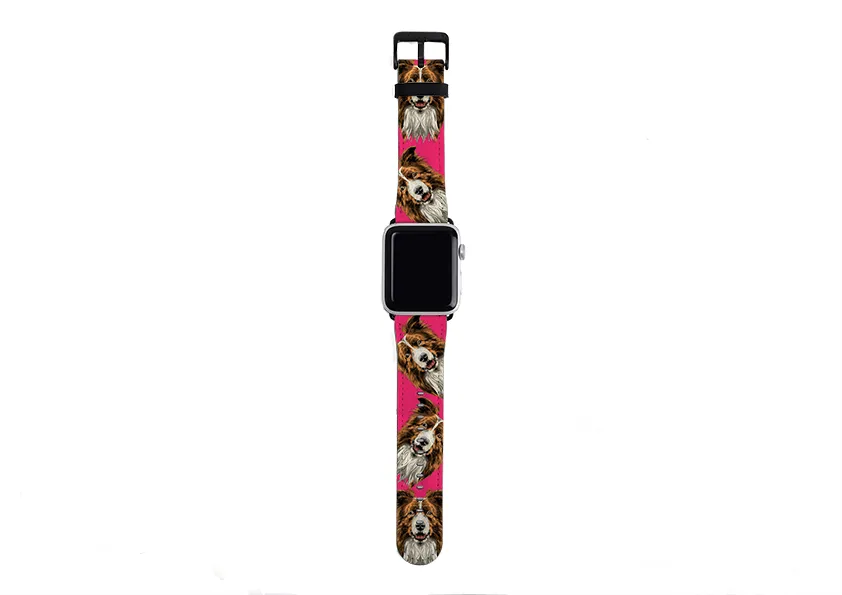 Border Collie Mell Pink Apple Watch Strap