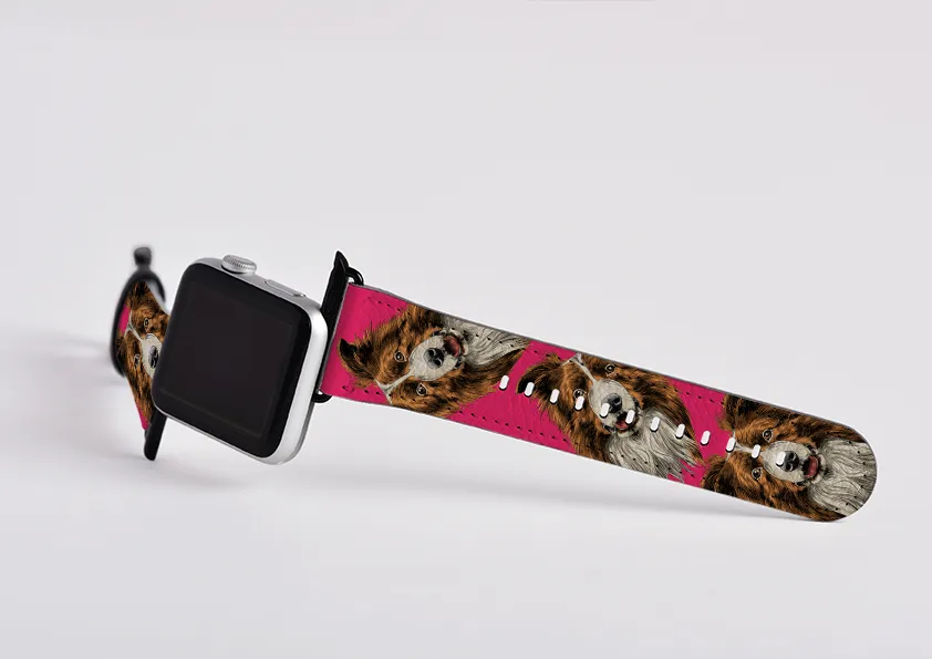 Border Collie Mell Pink Apple Watch Strap