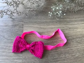 Bow Elastic Hairband -Hot Pink