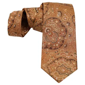 BURNT ORANGE ON BLACK PAISLEY SILK TIE