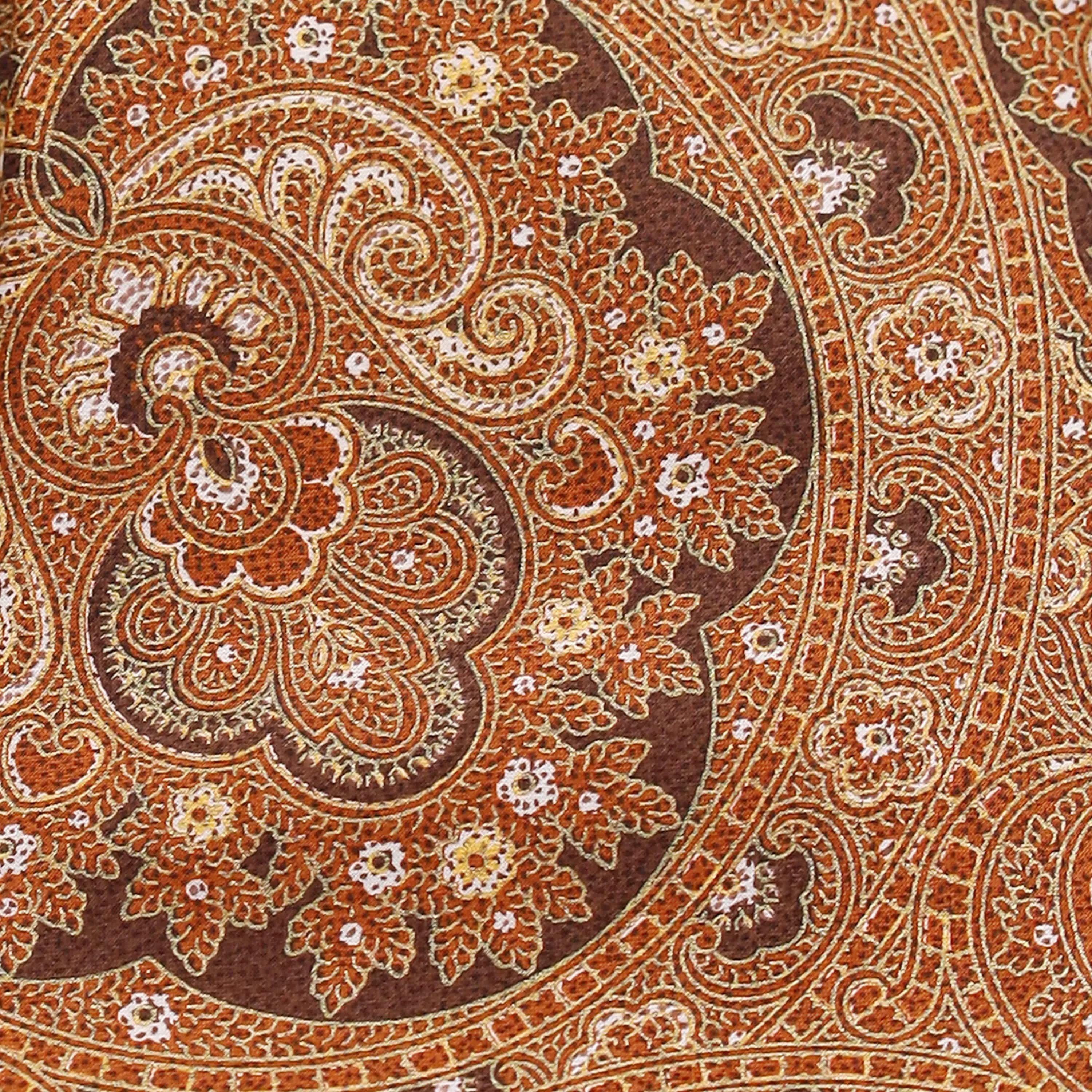 BURNT ORANGE ON BLACK PAISLEY SILK TIE