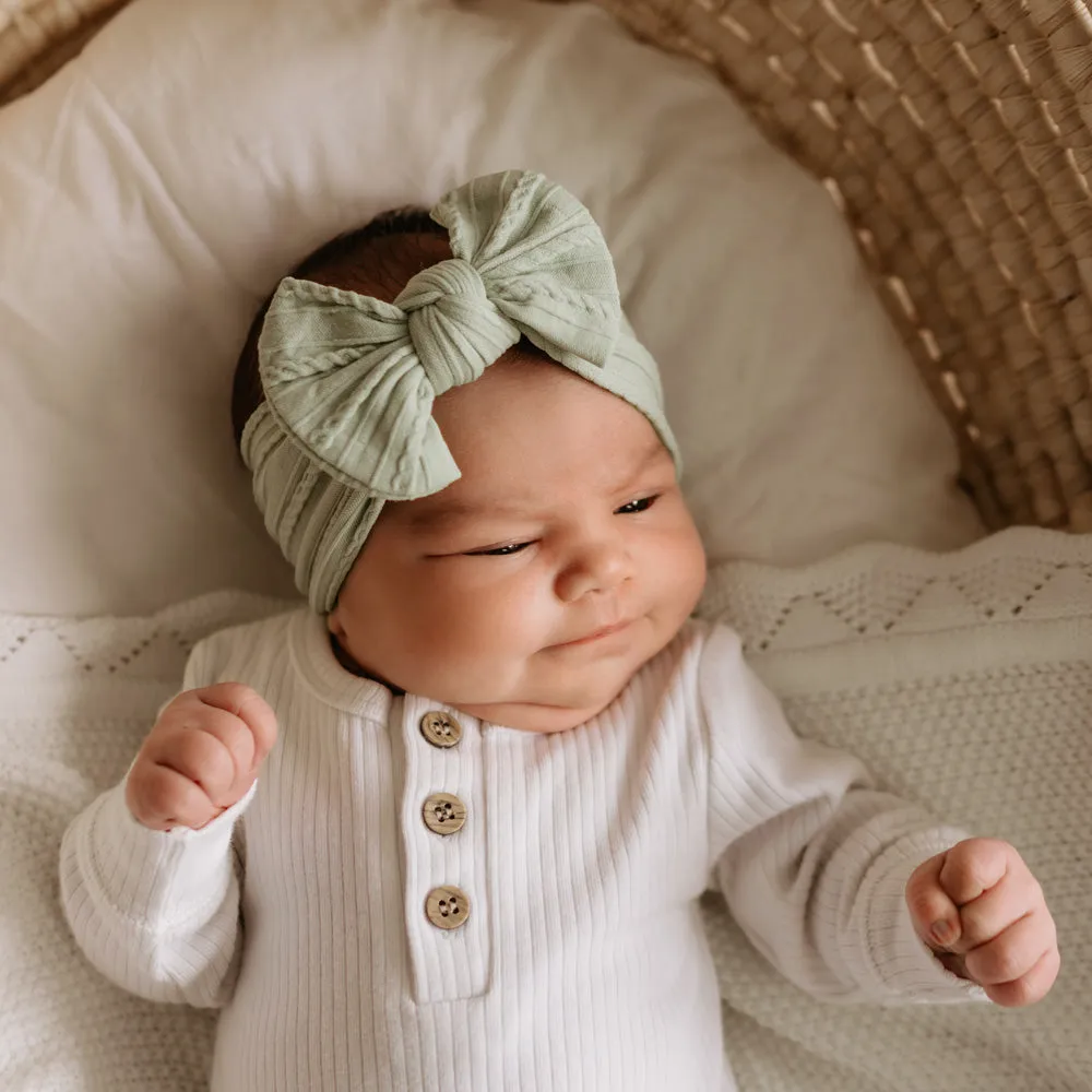 Cable Bow Headband - Sage