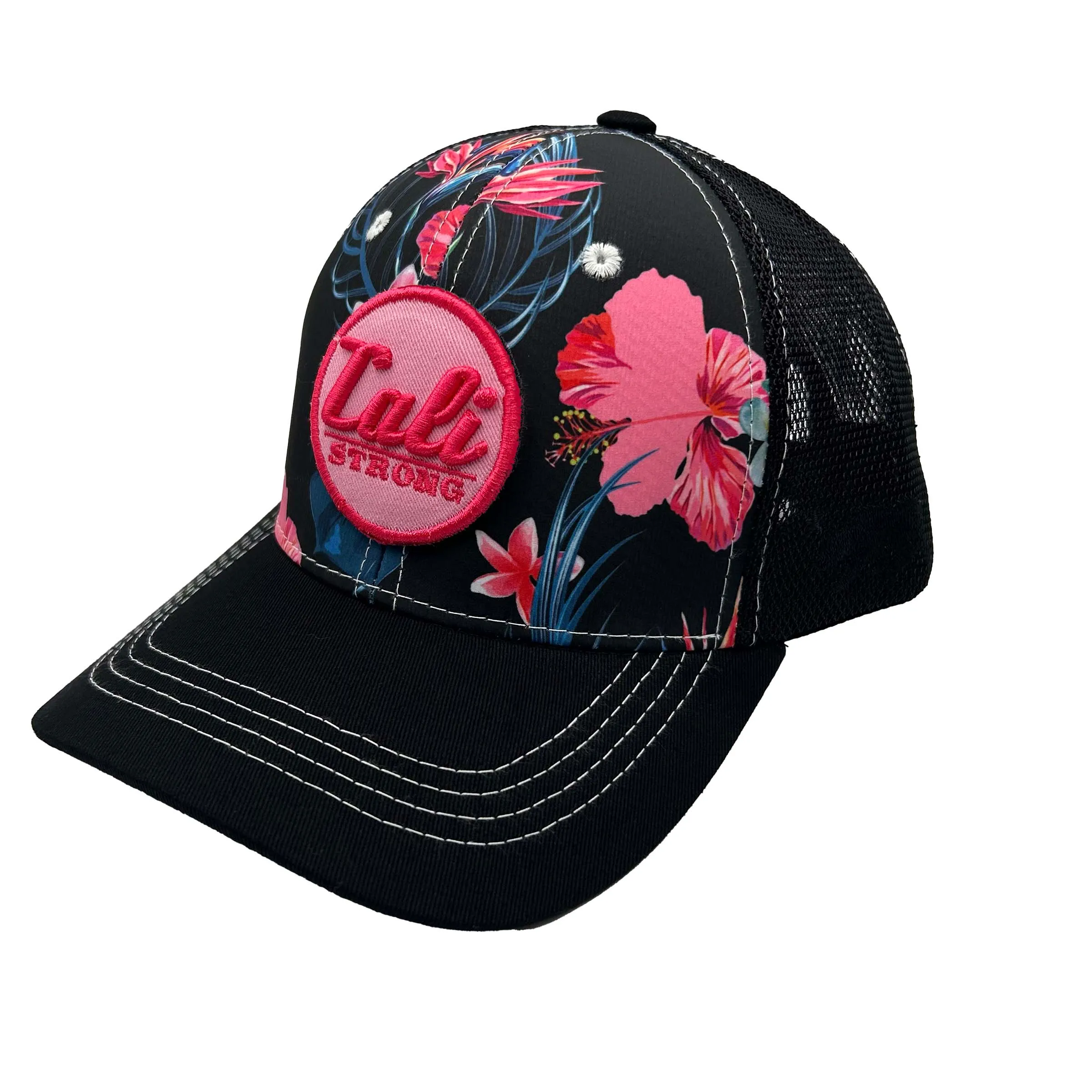 CALI Strong Floral Tactical Trucker Hat Morale Patch