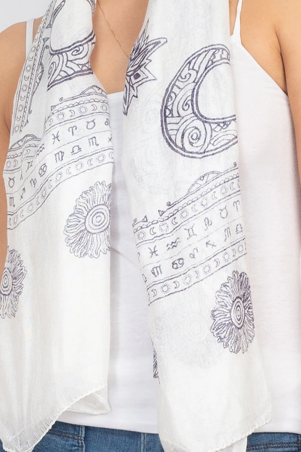 Celestial Zodiac Printed Soft Summer Scarf