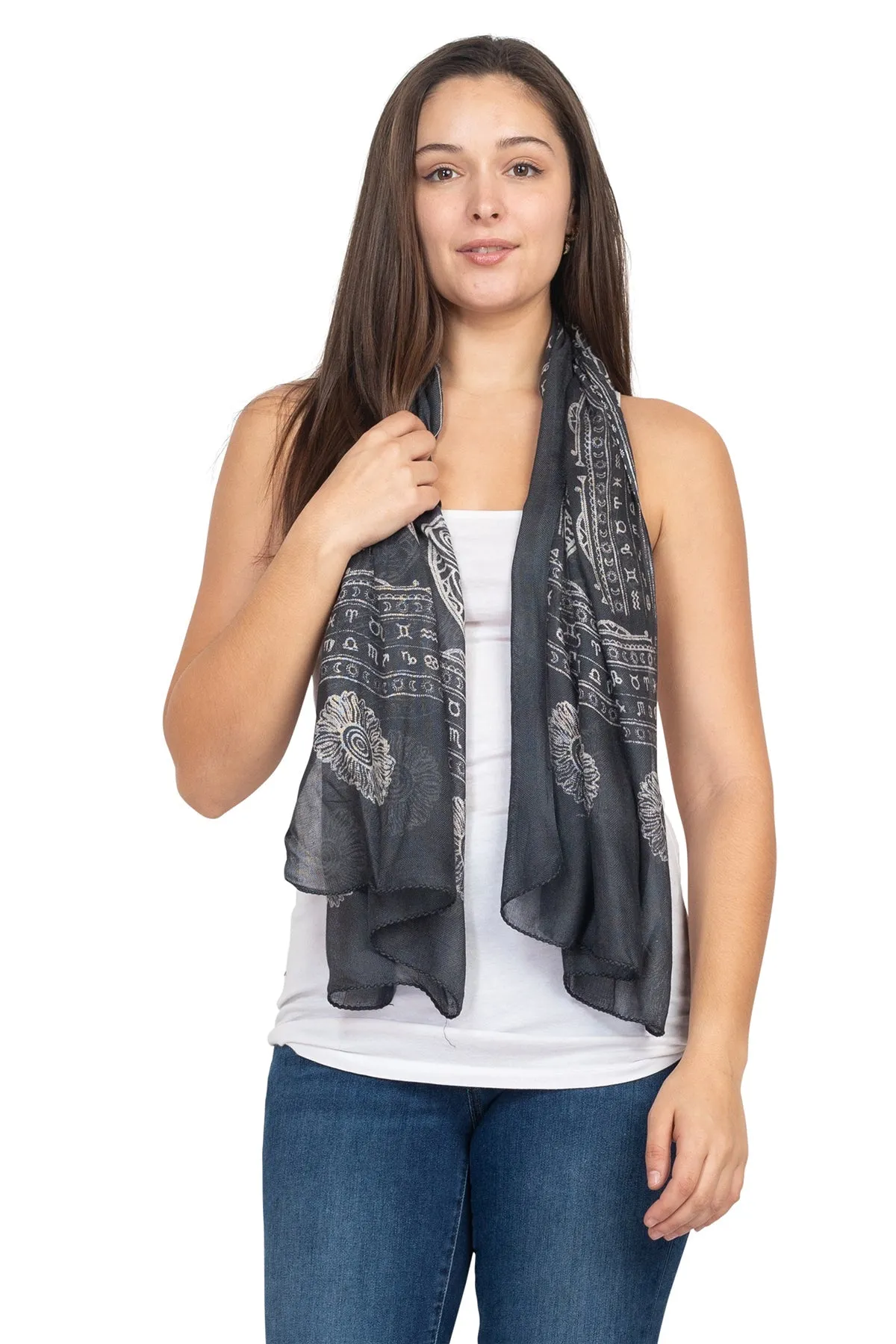 Celestial Zodiac Printed Soft Summer Scarf