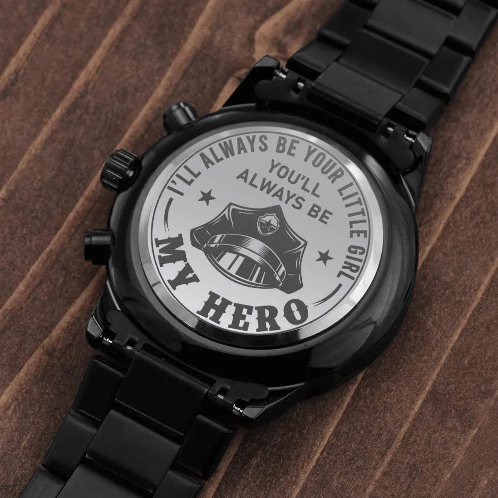 Chronograph Watch "Always Be My Hero" Engraving Fathers Day Gift For Father