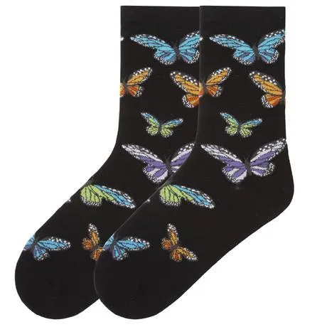 Colorful Butterflies Socks  Women's Crew Sock