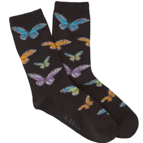 Colorful Butterflies Socks  Women's Crew Sock