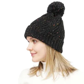 Confetti Knit Pom Pom Beanie Hat