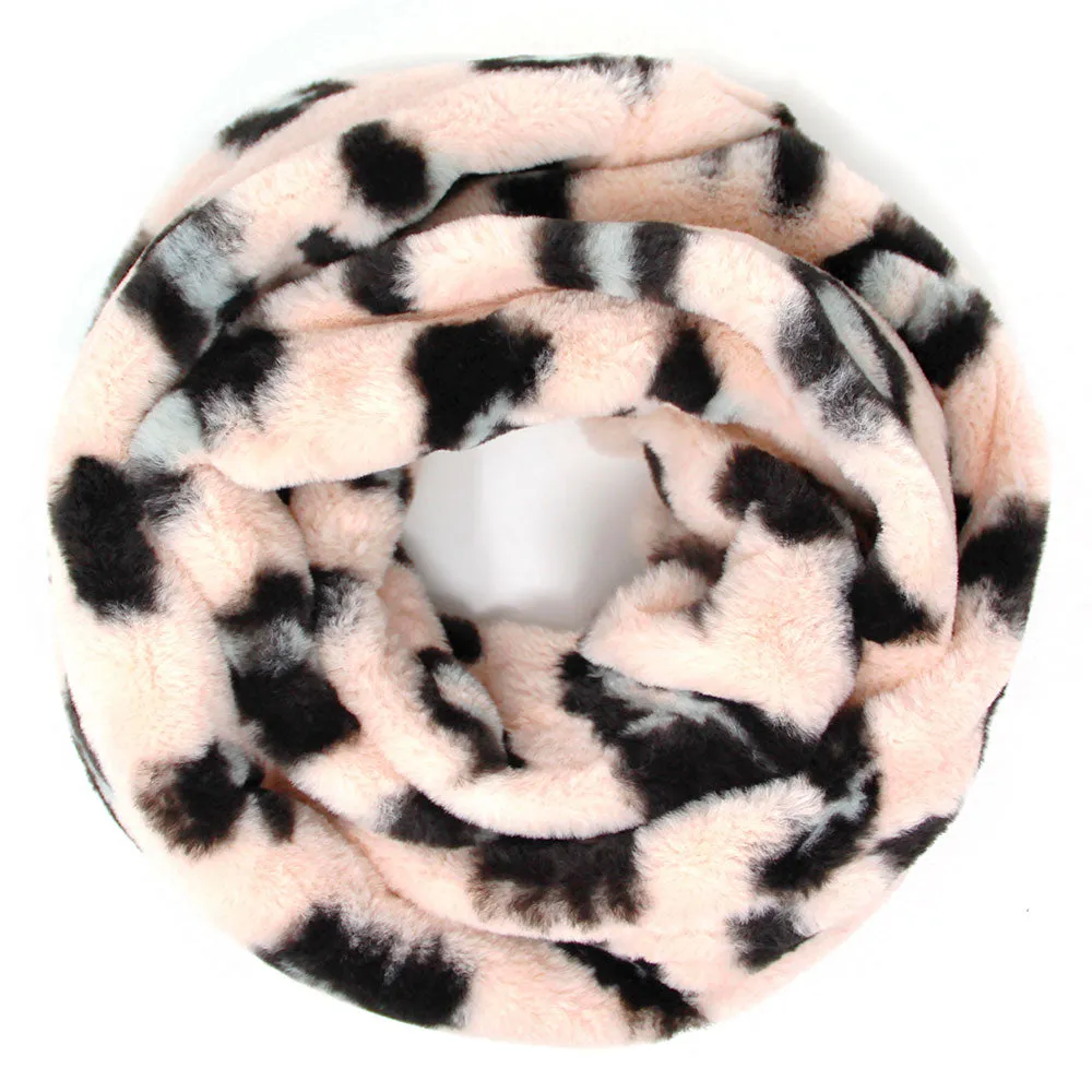 Cozy Plush Leopard Faux Fur Infinity Scarf