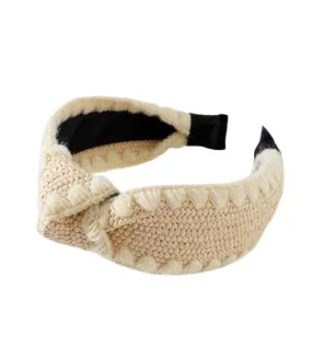 Cream & Burlap Woven Headband