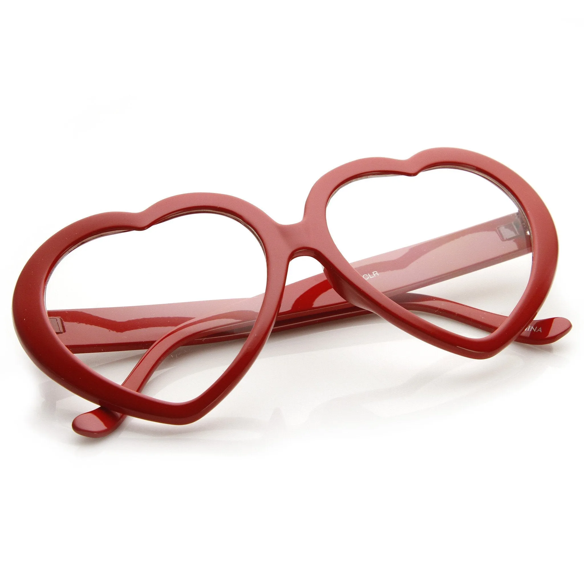 Cute Womens Dapper Oversize Heart Shape Clear Lens Glasses