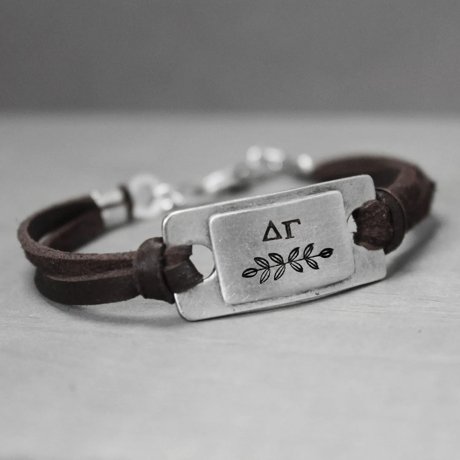 Delta Gamma Leather Bracelet