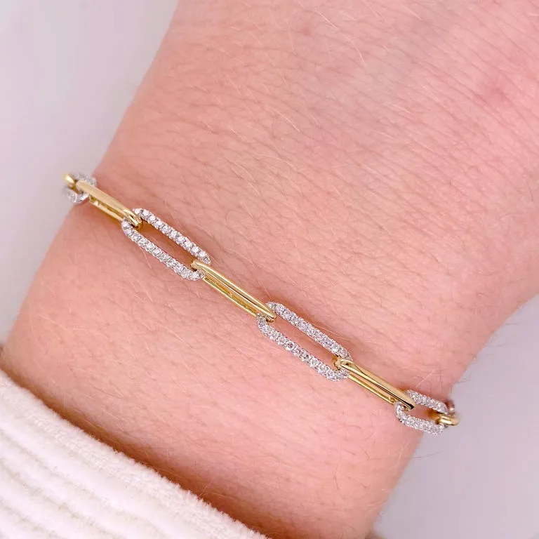 Diamond Alternating Paperclip Bracelet