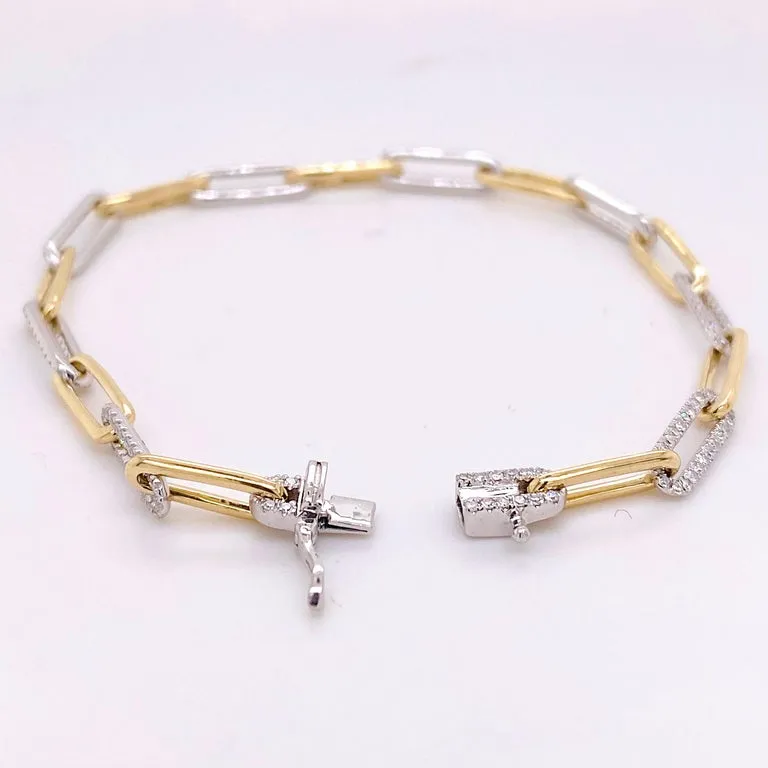 Diamond Alternating Paperclip Bracelet