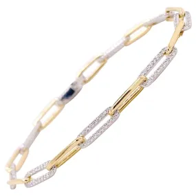 Diamond Alternating Paperclip Bracelet