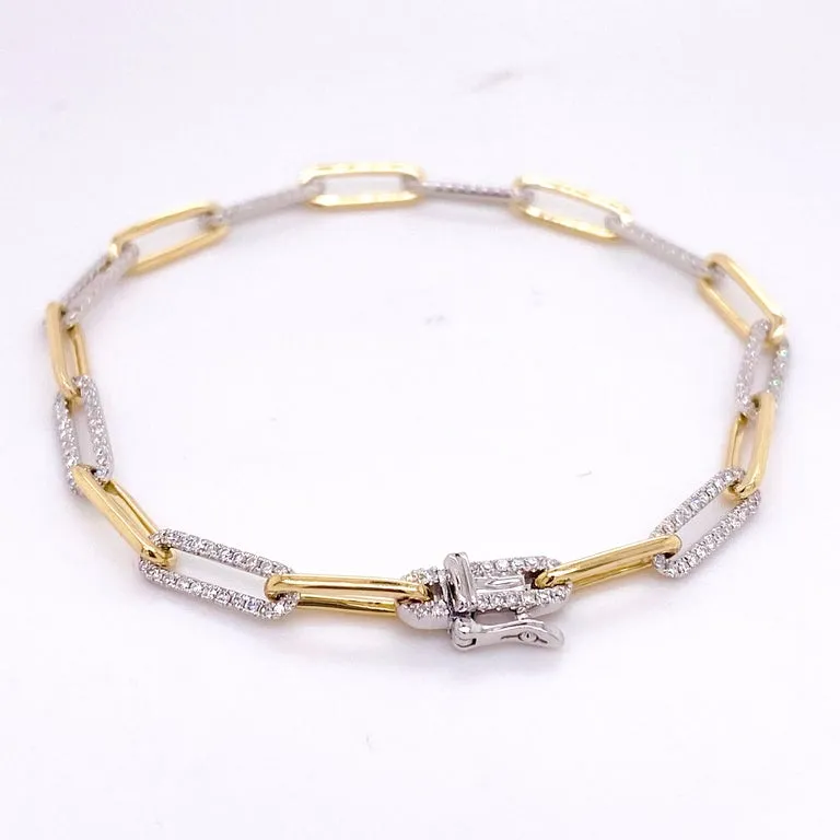 Diamond Alternating Paperclip Bracelet