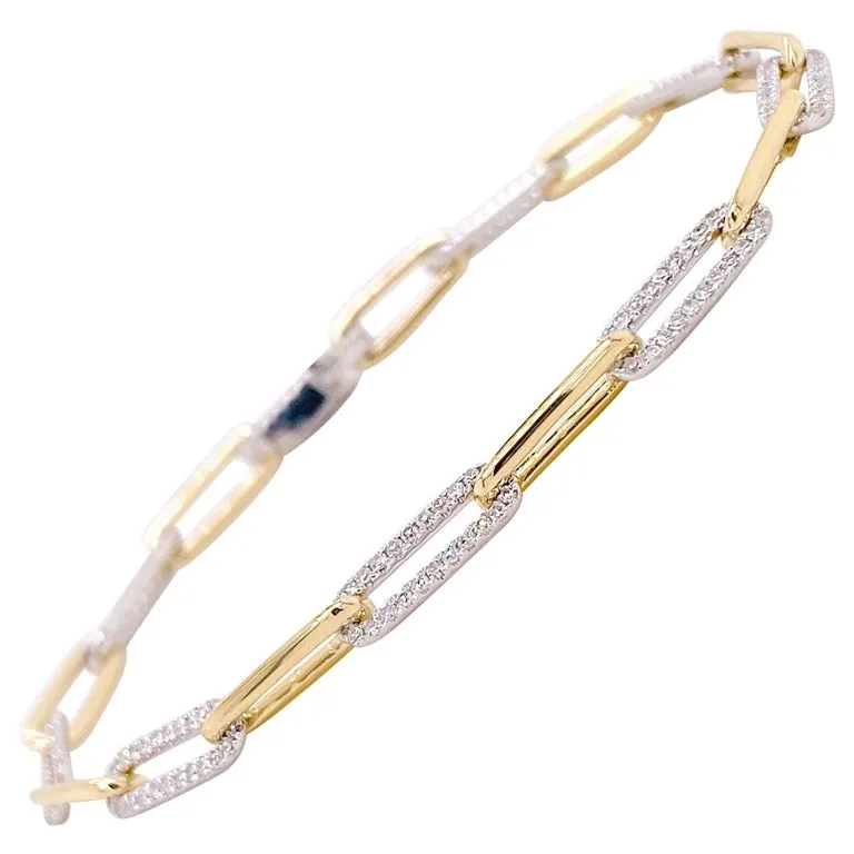 Diamond Alternating Paperclip Bracelet