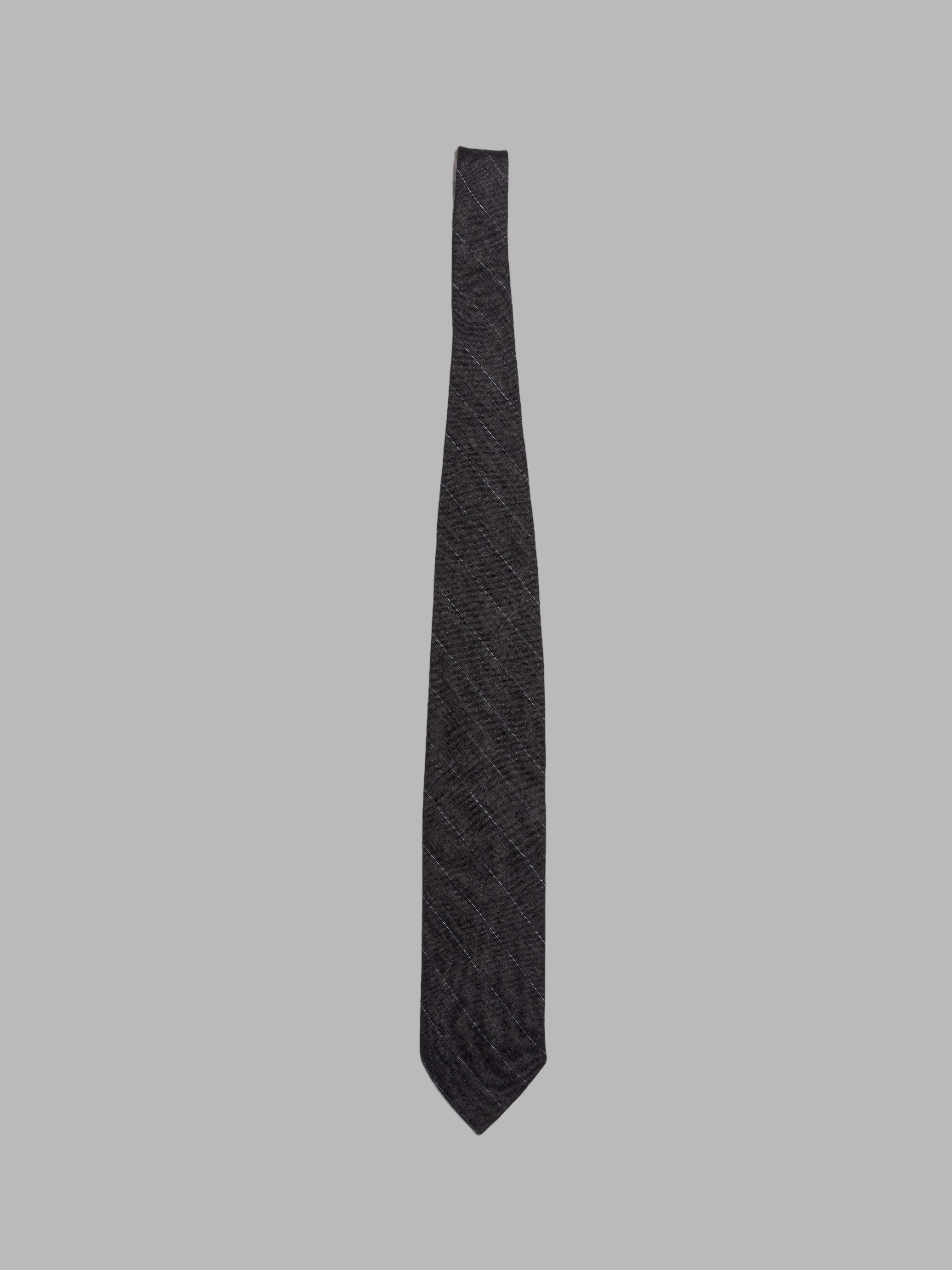 Dirk Bikkembergs spring 1998 grey striped linen leather tie ring necktie