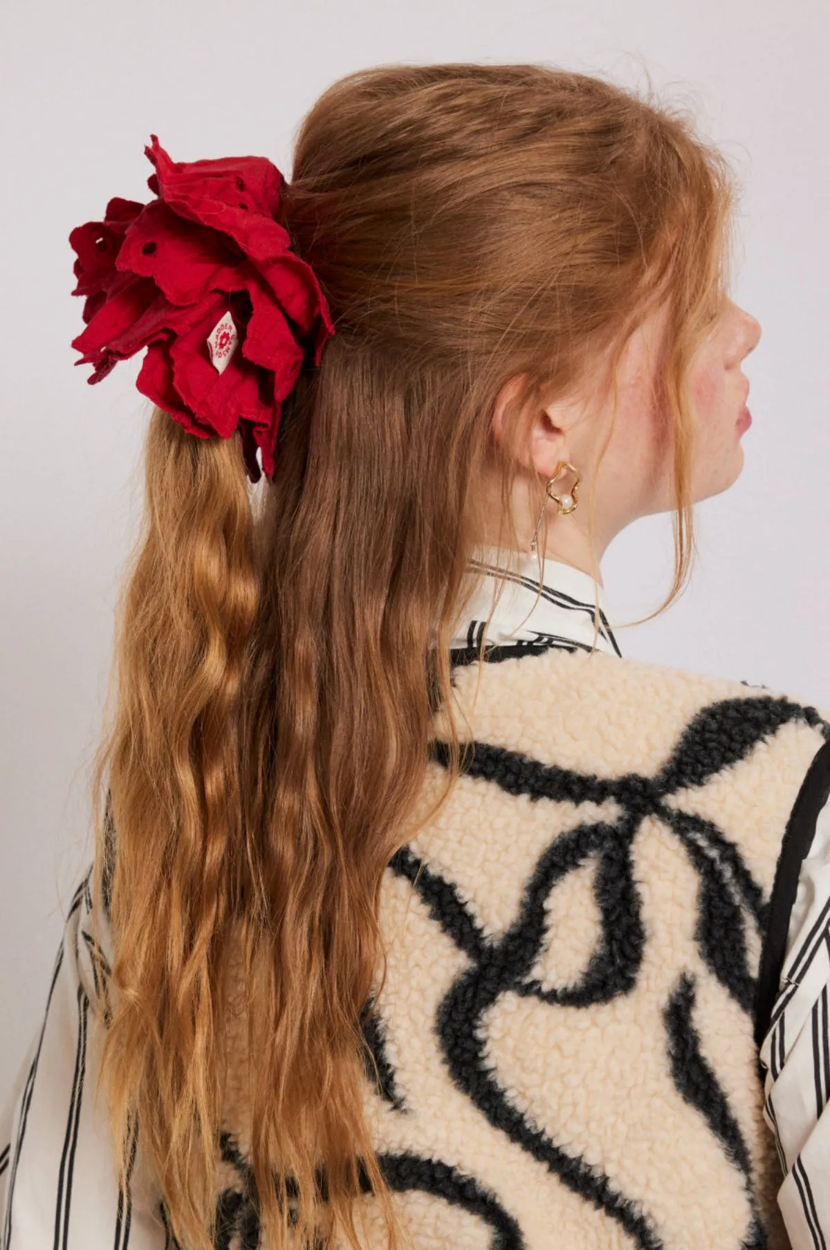 Embroidered Scrunchie Red