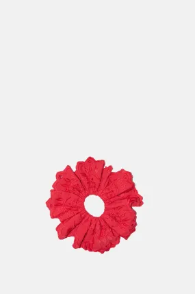 Embroidered Scrunchie Red