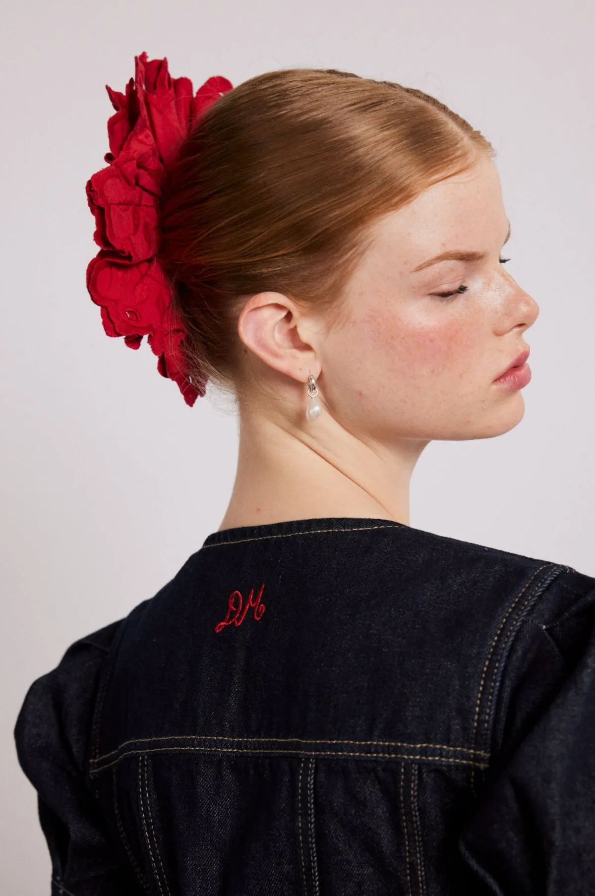 Embroidered Scrunchie Red