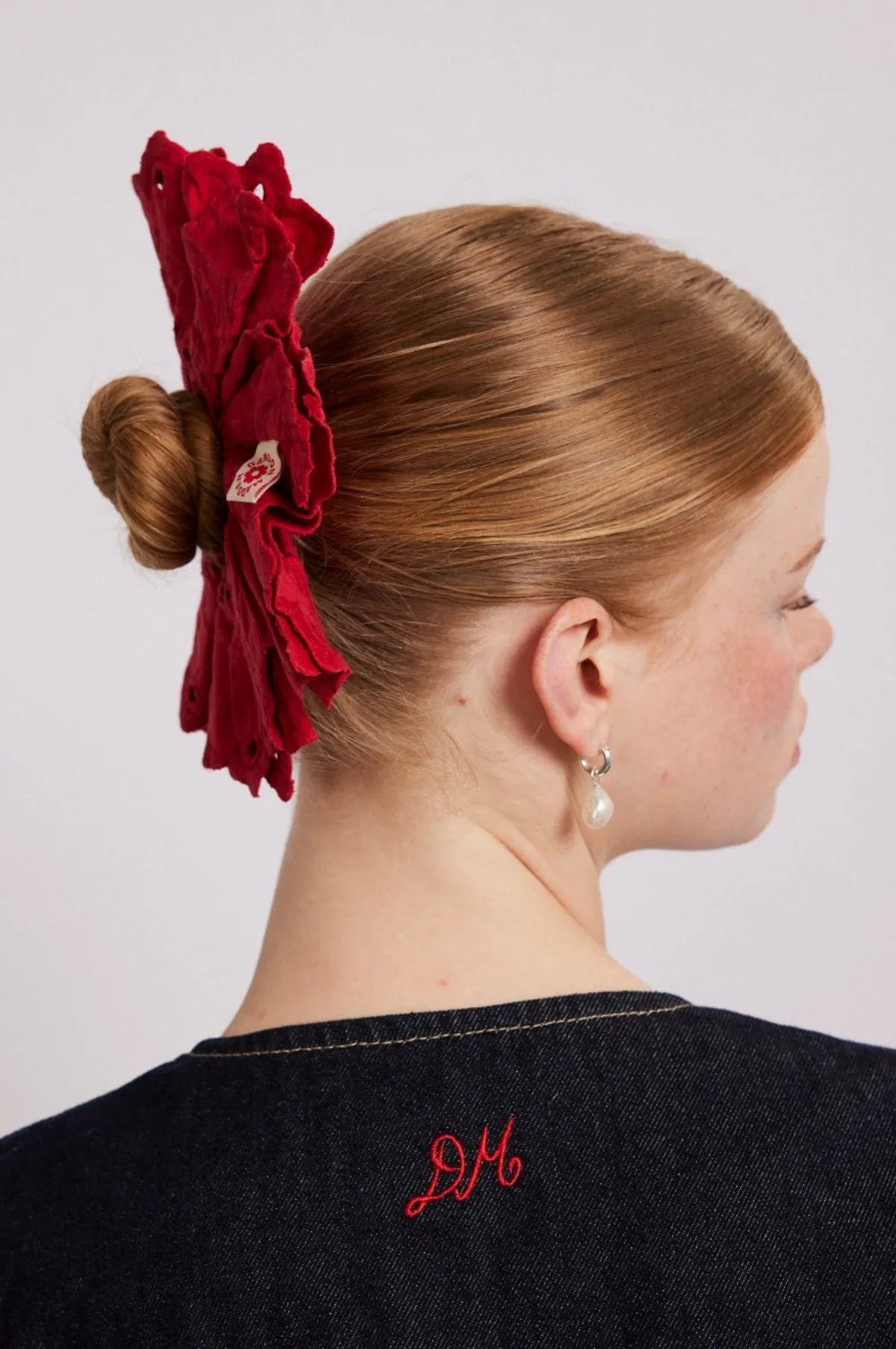 Embroidered Scrunchie Red