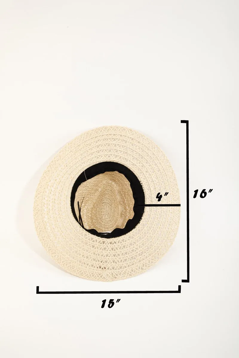 FAME WIDE BRIM STRAW WEAVE SUN HAT