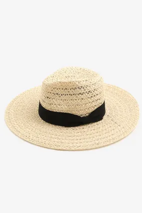 FAME WIDE BRIM STRAW WEAVE SUN HAT